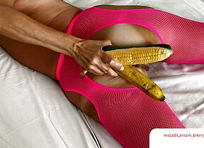Mom pussy stretching extrude cucumber